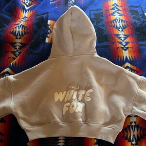 White Fox Offstage Cropped Hoodie Zip Up